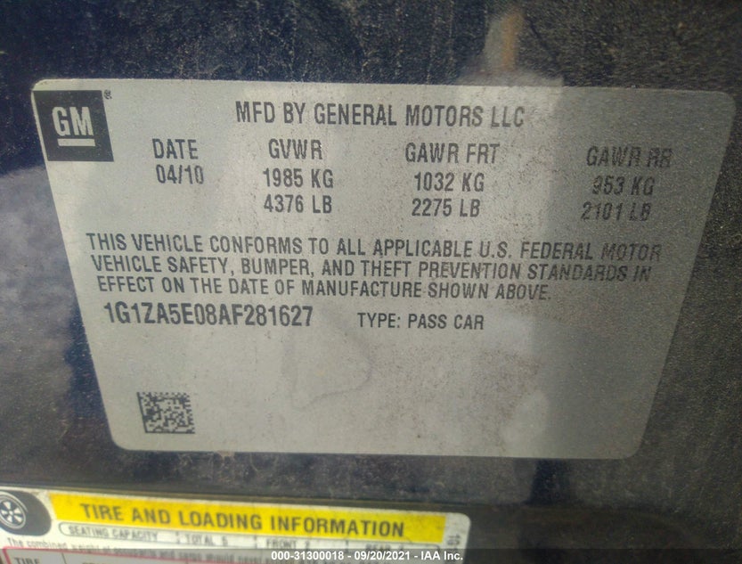 1G1ZA5E08AF281627