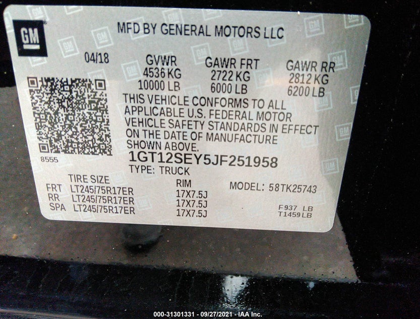1GT12SEY5JF251958