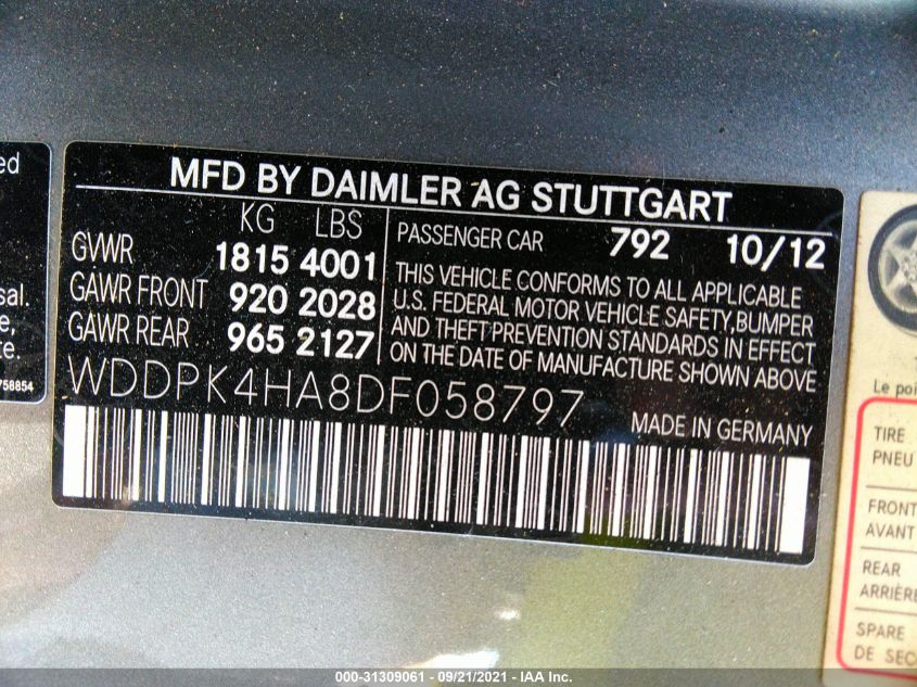 VIN WDDPK4HA8DF058797 2013 Mercedes-Benz SLK-Class,... no.9