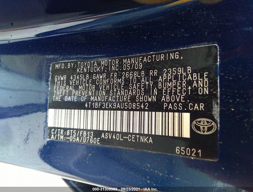 4T1BF3EK9AU508542