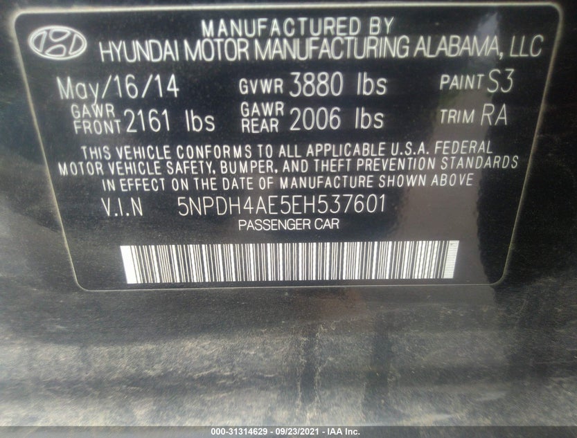 5NPDH4AE5EH537601