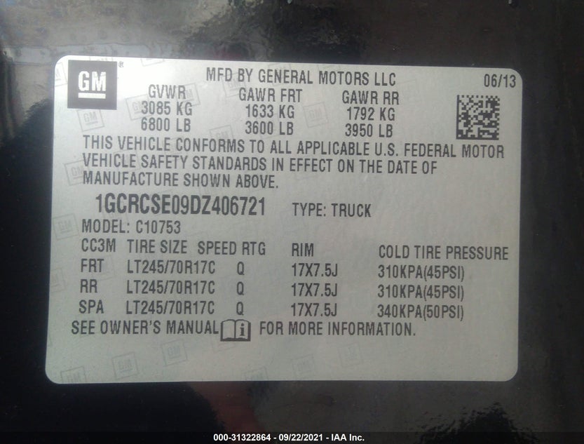 1GCRCSE09DZ406721