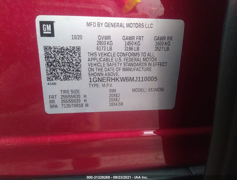 1GNERHKW6MJ110005