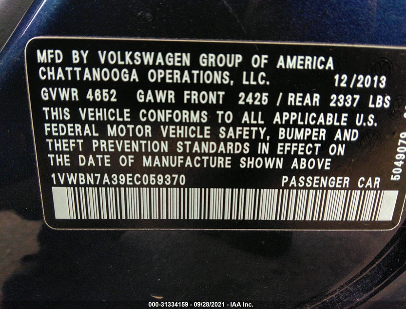 1VWBN7A39EC059370