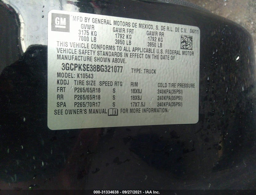 3GCPKSE38BG321077