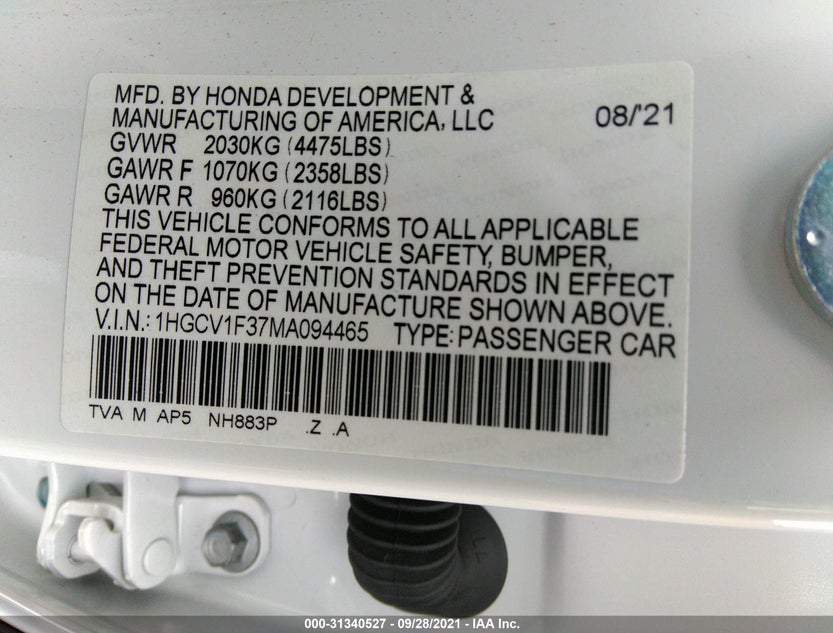 1HGCV1F37MA094465