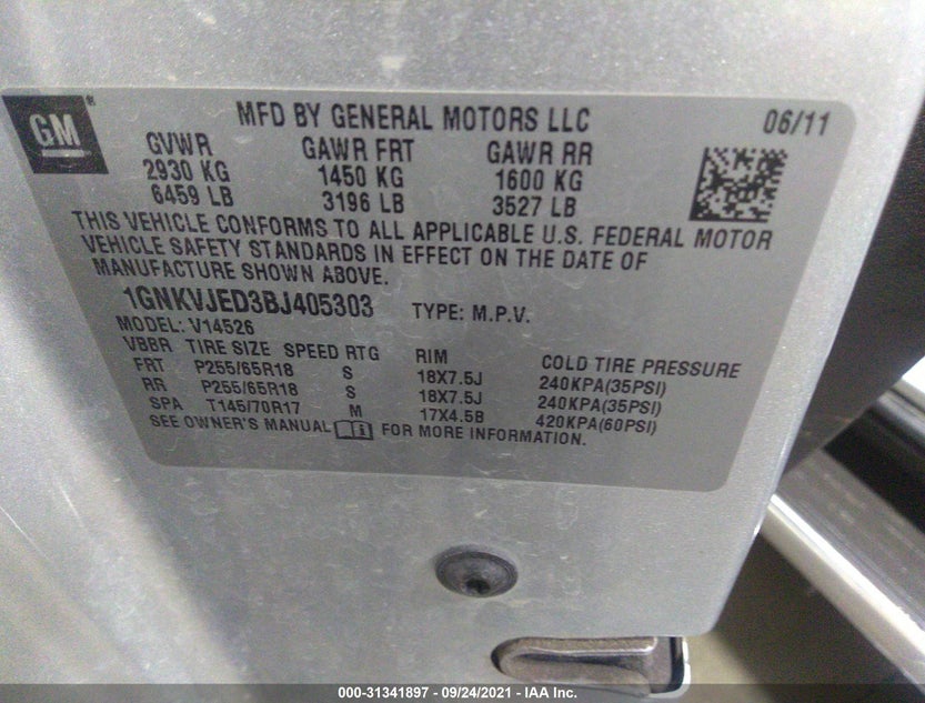 1GNKVJED3BJ405303