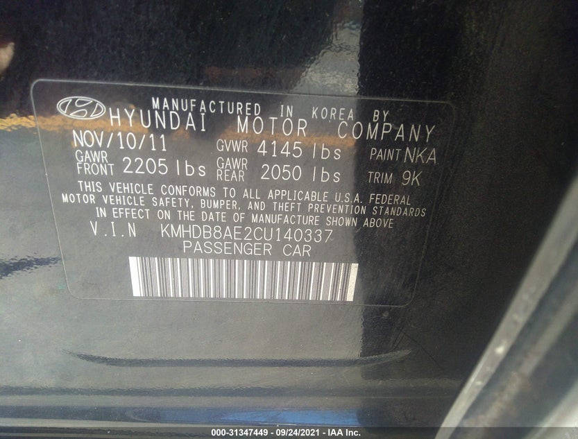 2012 Hyundai ELANTRA | VIN: KMHDB8AE2CU140337 | America Motors