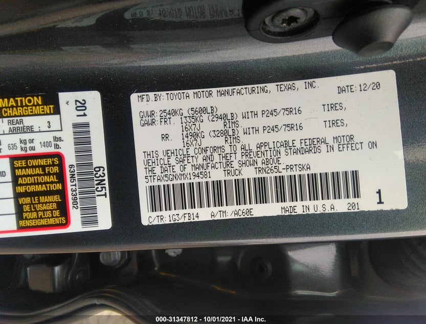 5TFAX5GNXMX194581