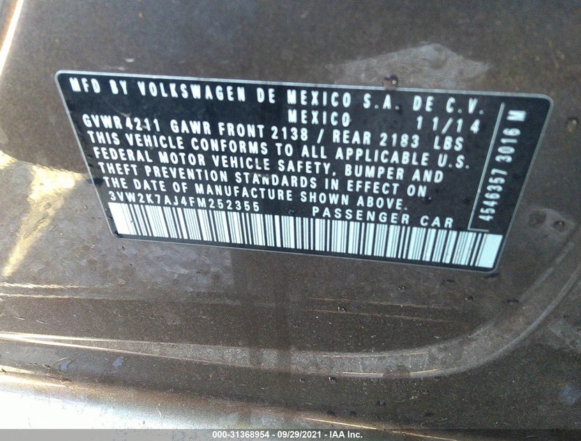 3VW2K7AJ4FM252355
