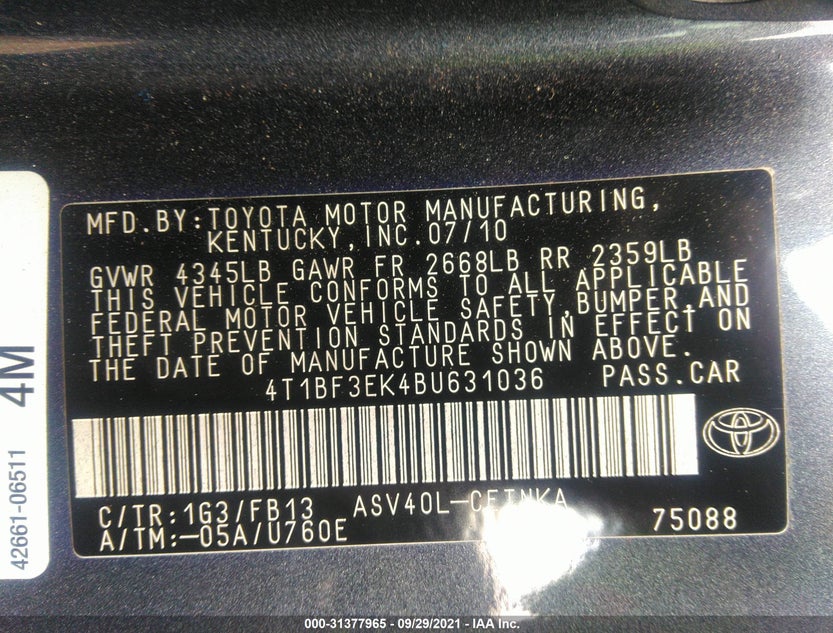 4T1BF3EK4BU631036