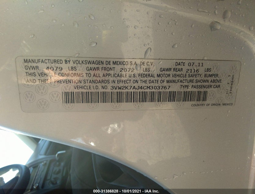 3VW2K7AJ4CM303767