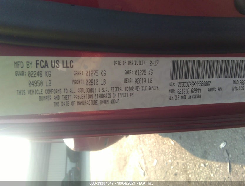 2C3CDZAGXHH580807