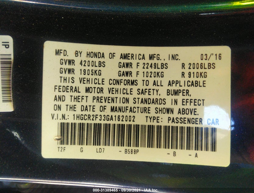 1HGCR2F33GA162002