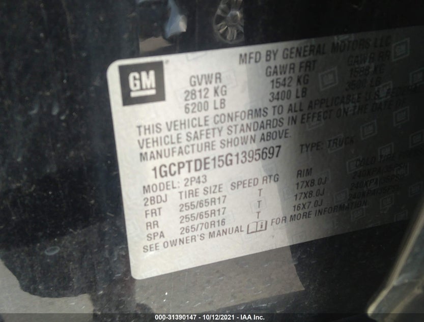 1GCPTDE15G1395697
