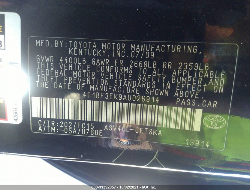 4T1BF3EK9AU026914