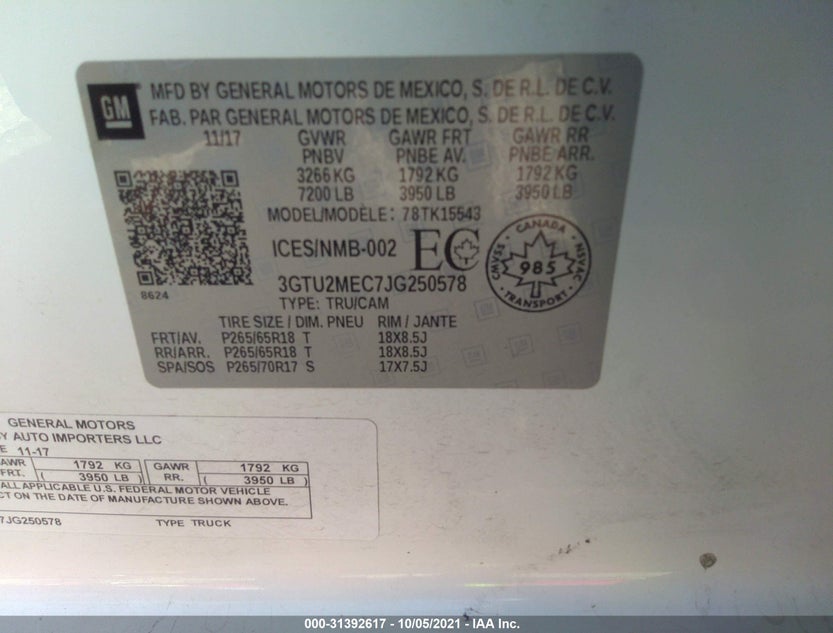 3GTU2MEC7JG250578