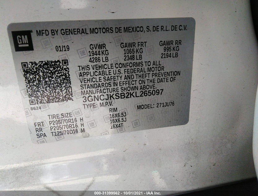 3GNCJKSB2KL265097