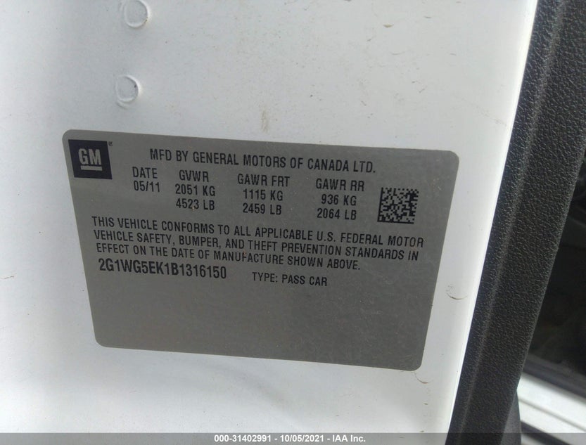 2G1WG5EK1B1316150