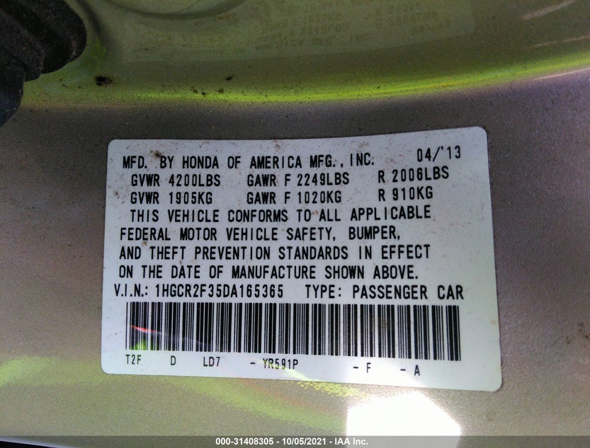 1HGCR2F35DA165365