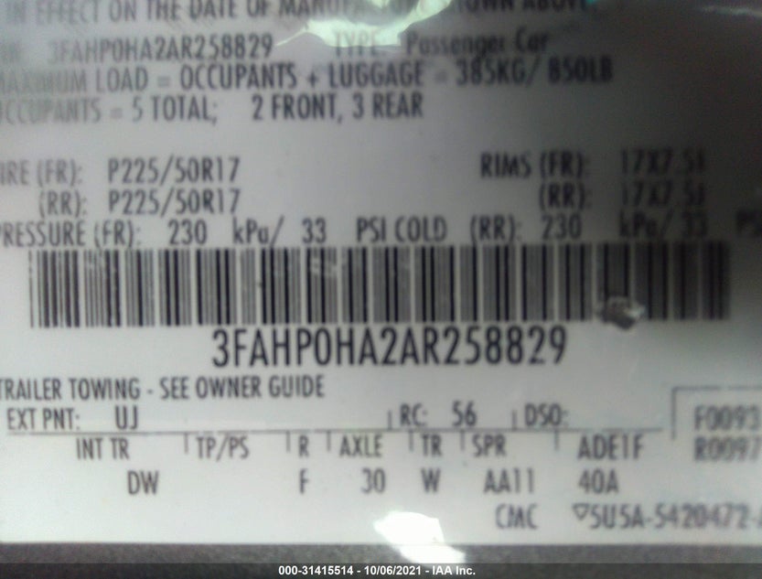 3FAHP0HA2AR258829