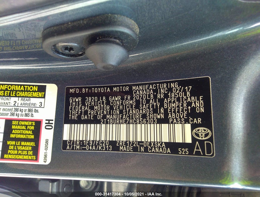 2T1BURHE7HC856303