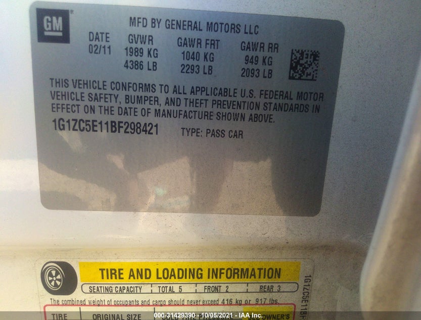 1G1ZC5E11BF298421