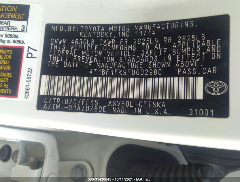 4T1BF1FK9FU002980