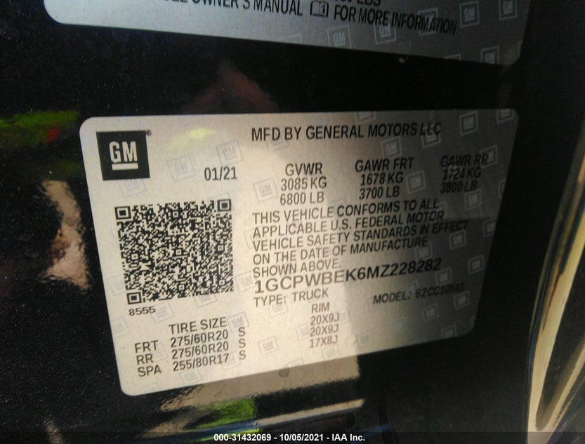 1GCPWBEK6MZ228282