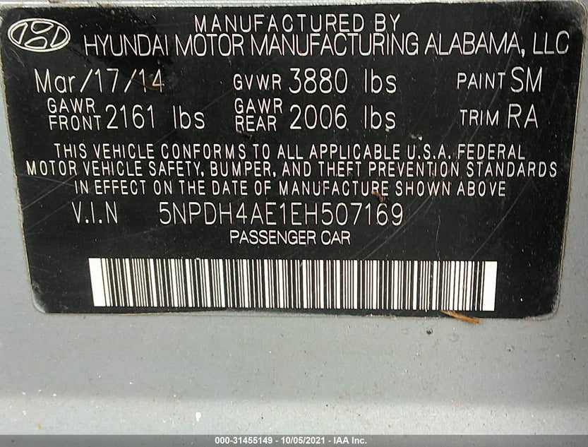 5NPDH4AE1EH507169