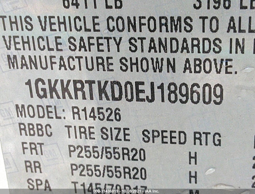1GKKRTKD0EJ189609