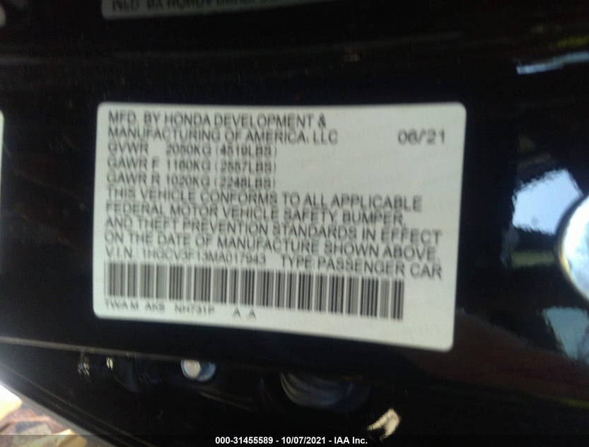 1HGCV3F13MA017943