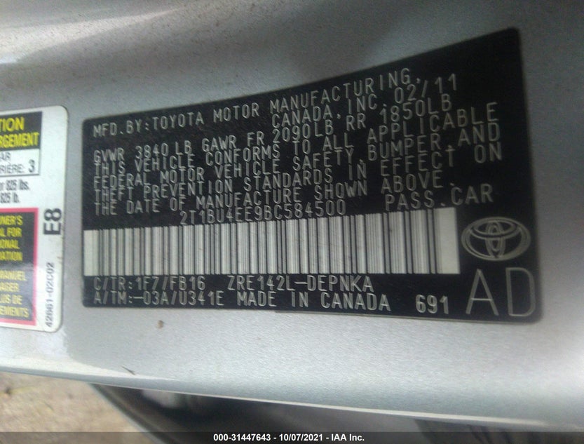 2T1BU4EE9BC584500