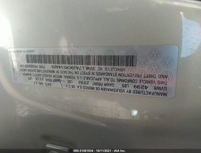3VWLL7AJ9CM314426