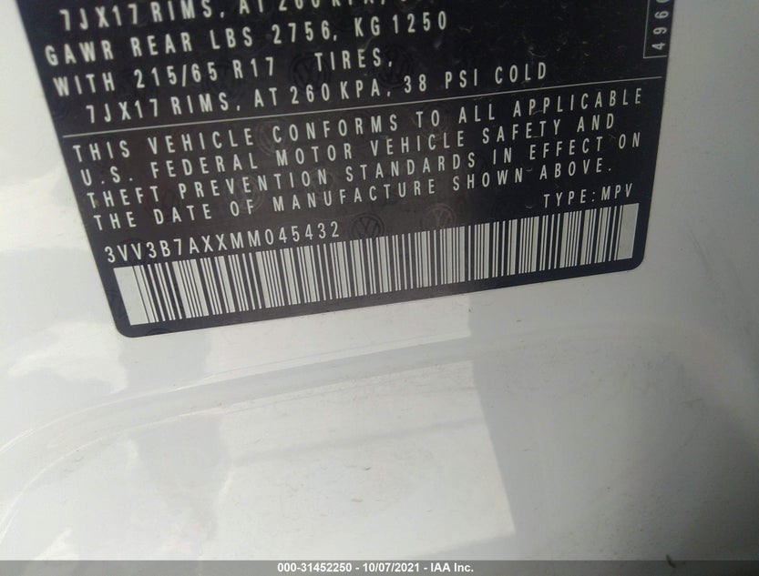 3VV3B7AXXMM045432