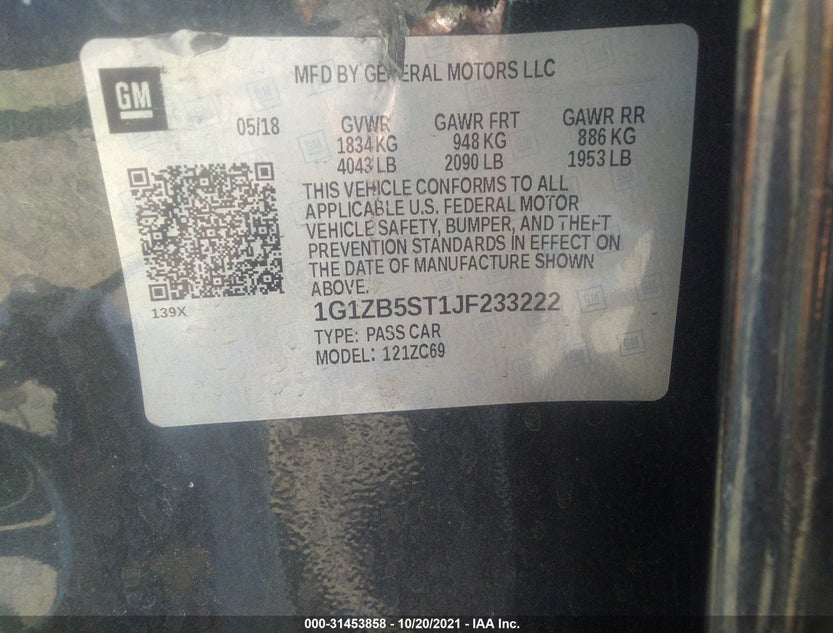 1G1ZB5ST1JF233222
