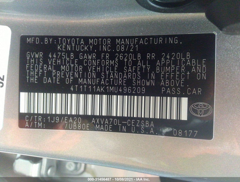 4T1T11AK1MU496209