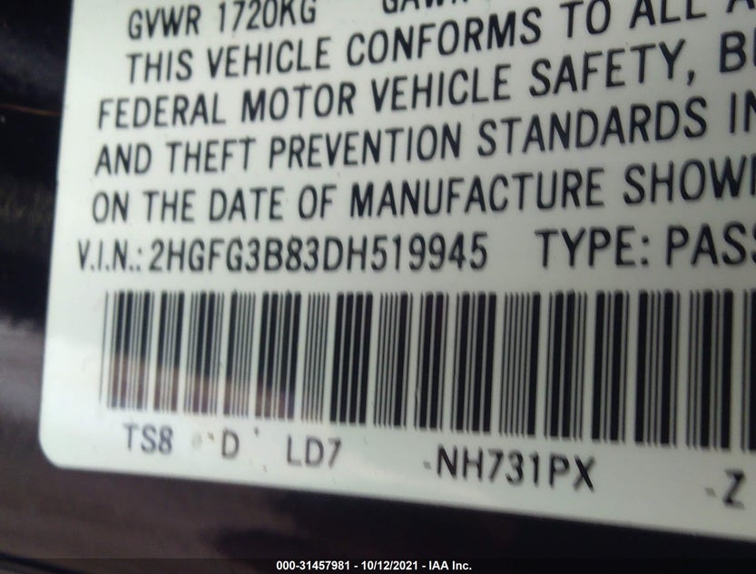 2HGFG3B83DH519945