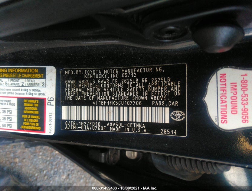 4T1BF1FK5CU107706