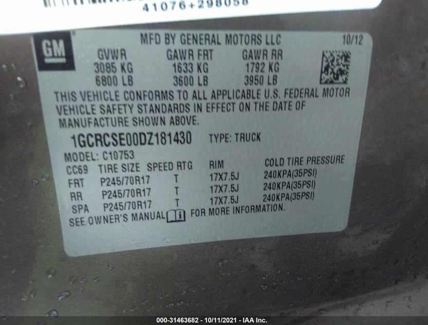 1GCRCSE00DZ181430