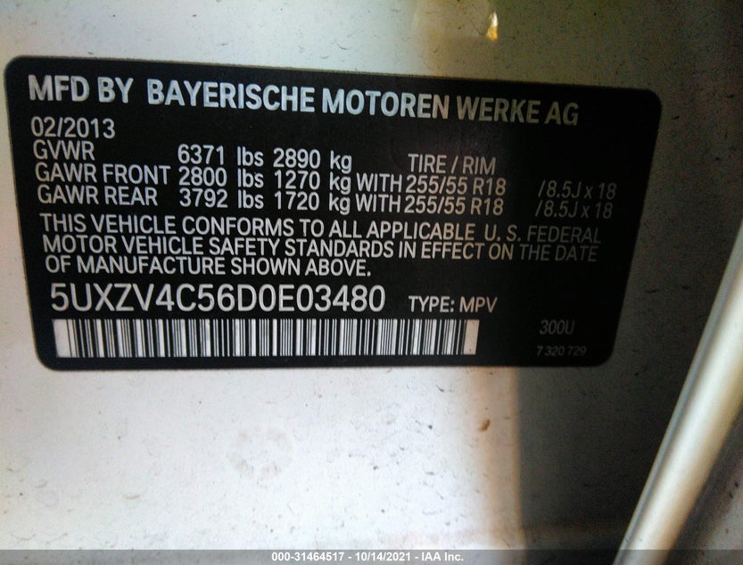 5UXZV4C56D0E03480