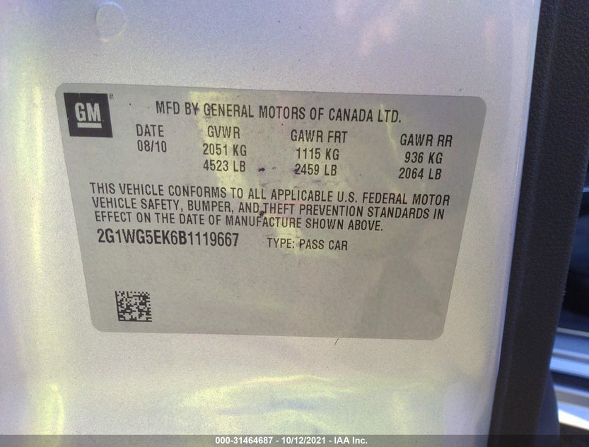 2G1WG5EK6B1119667