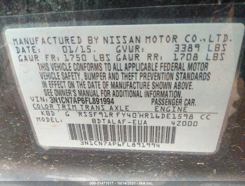3N1CN7AP6FL891994