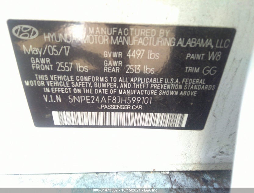 5NPE24AF8JH599101