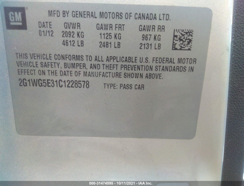 2G1WG5E31C1228578