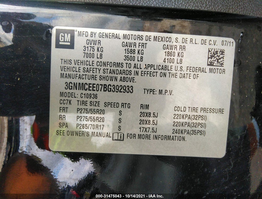 3GNMCEE07BG392933