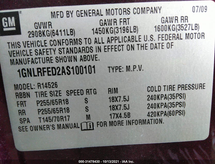 1GNLRFED2AS100101
