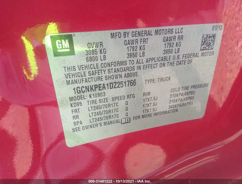 1GCNKPEA1DZ251766