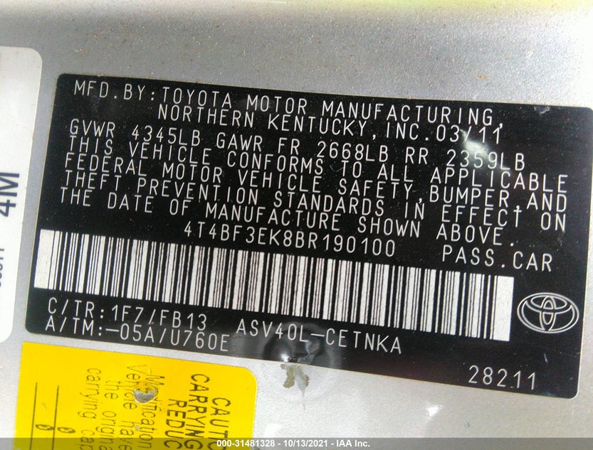 4T4BF3EK8BR190100