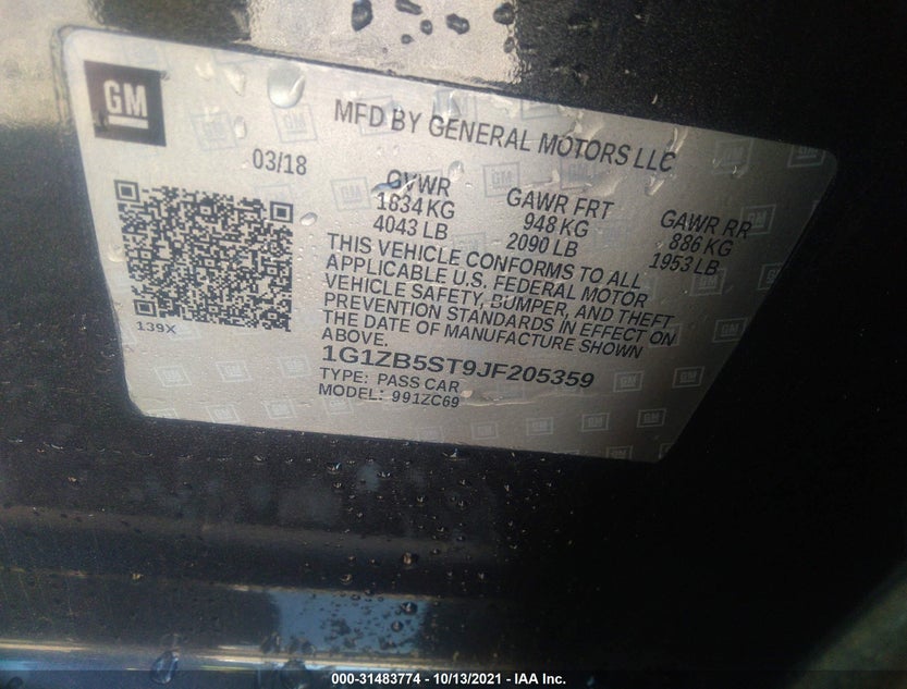 1G1ZB5ST9JF205359